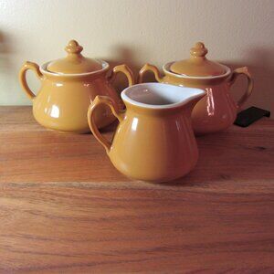 16 oz vintage hall USA sugar bowl with lid x2 & 10 oz creamer (W4291)